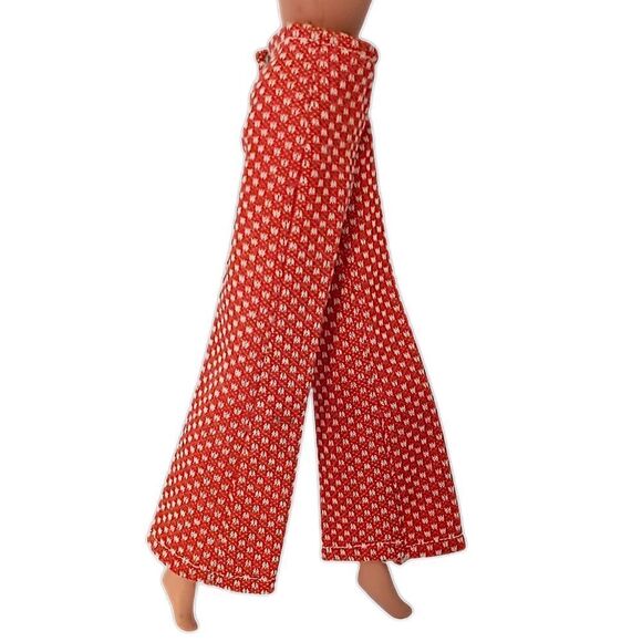 Vintage 70s Barbie Clone Doll Pants Trousers Red White Polka Dot Polyester Flare - Picture 4 of 15